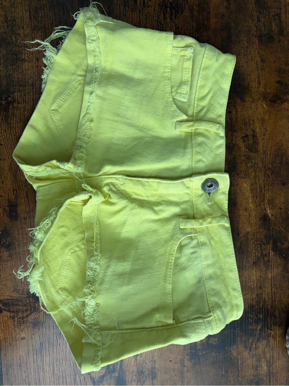 Bullhead Bright Yellow Frayed Hem Jean Shorts